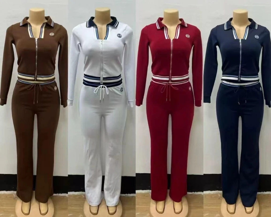 Athleisure Lounge Set with Collar Detail