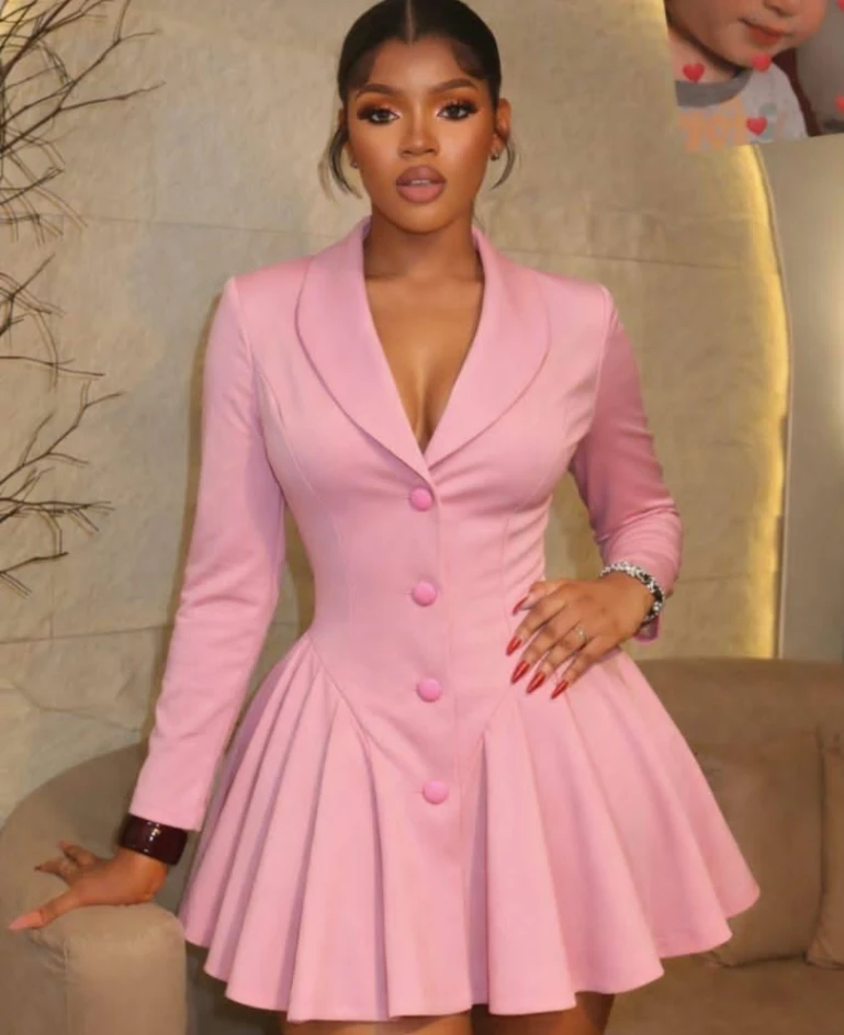 Boss Babe Pleated Mini Blazer Dress