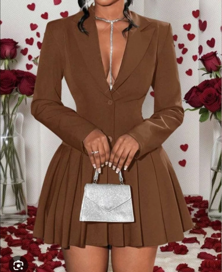 Boss Babe Pleated Mini Blazer Dress