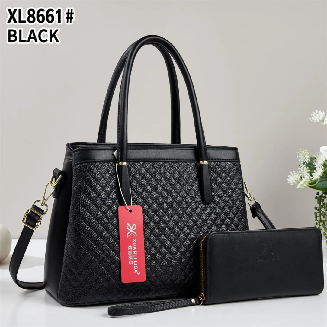 Diamond Quilted 2 Piece Handbag Set