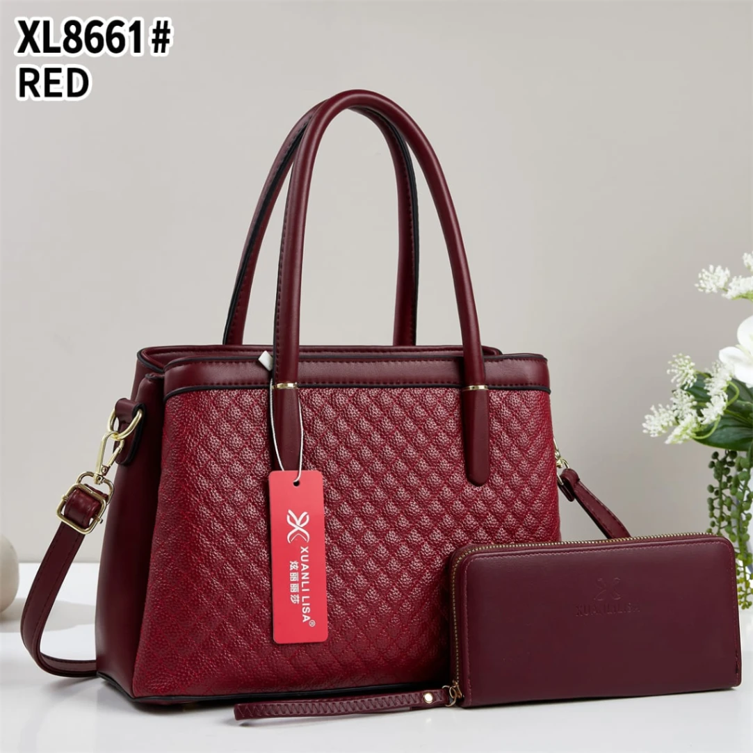 Diamond Quilted 2 Piece Handbag Set