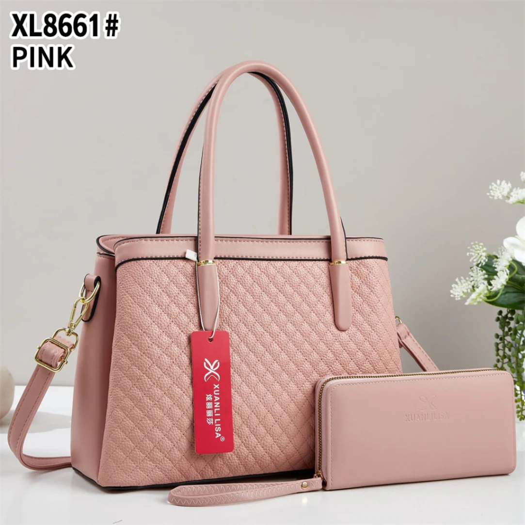 Diamond Quilted 2 Piece Handbag Set