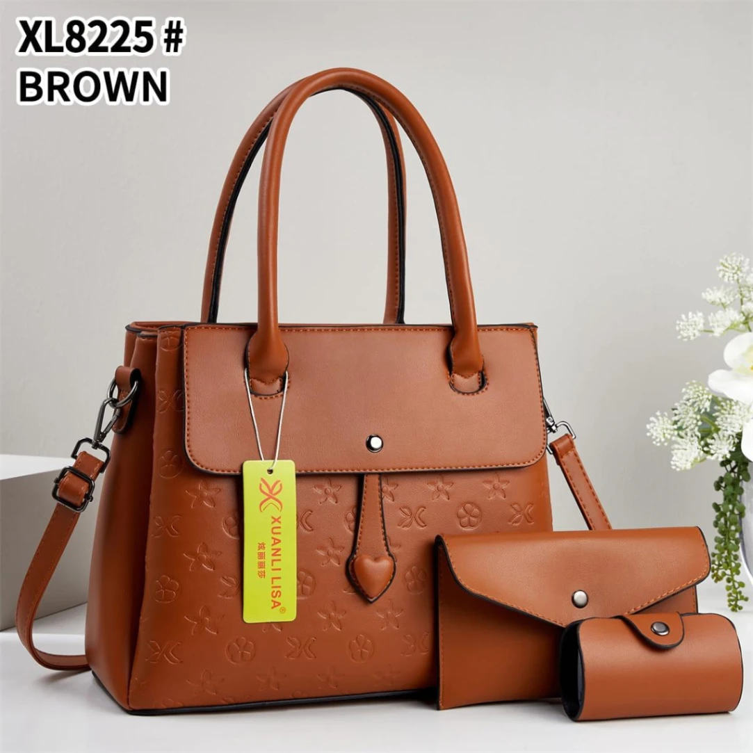 Embossed 3 Piece Handbag Set