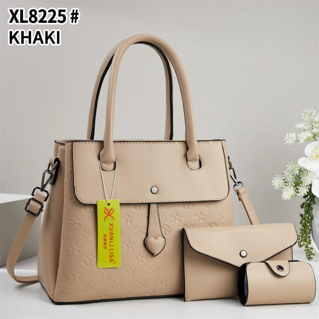 Embossed 3 Piece Handbag Set