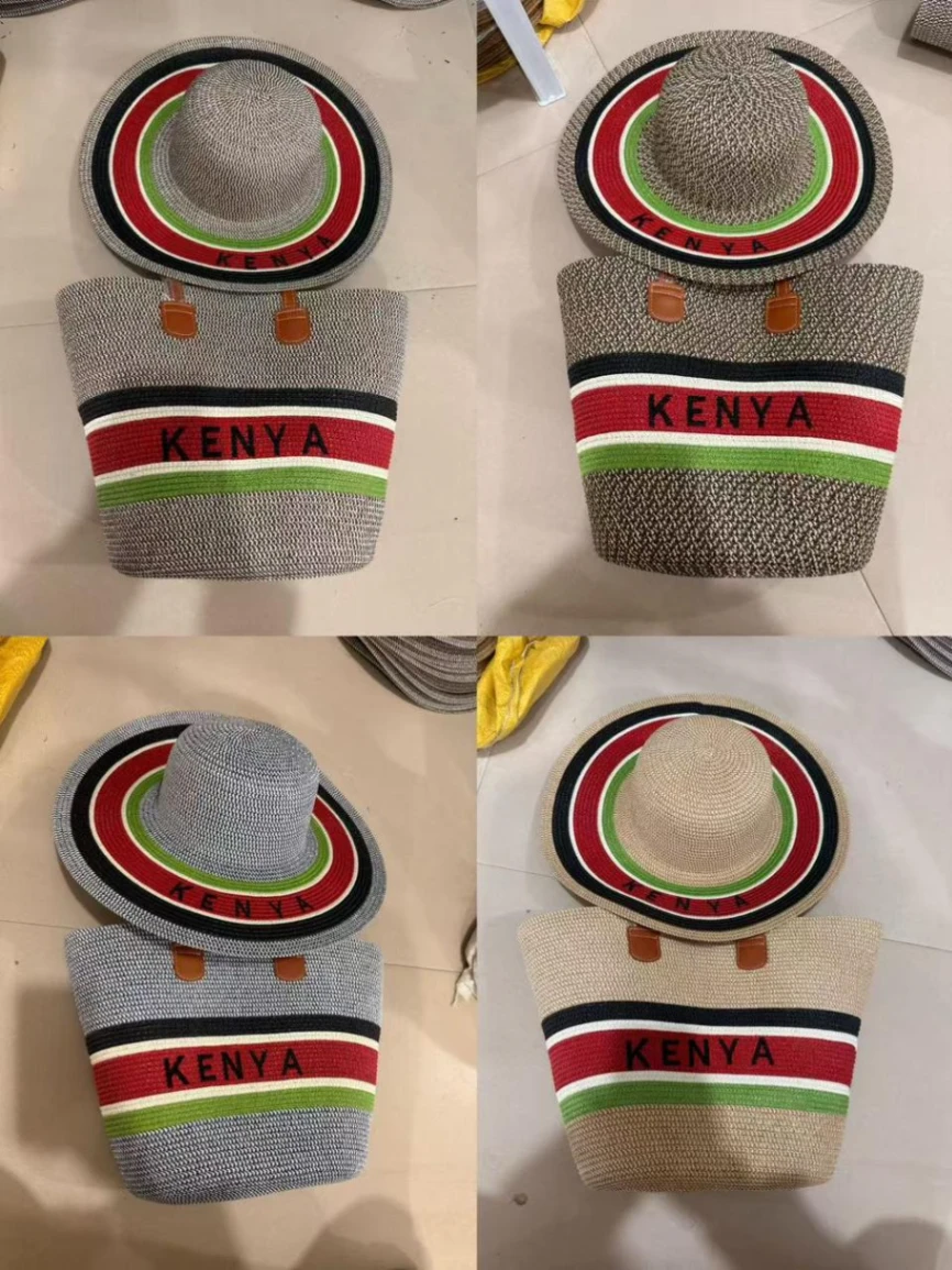 Kenya branded straw hat and handbag sets