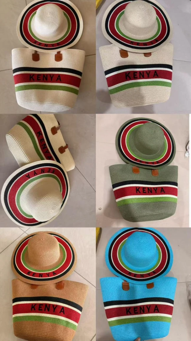 Kenya branded straw hat and handbag sets
