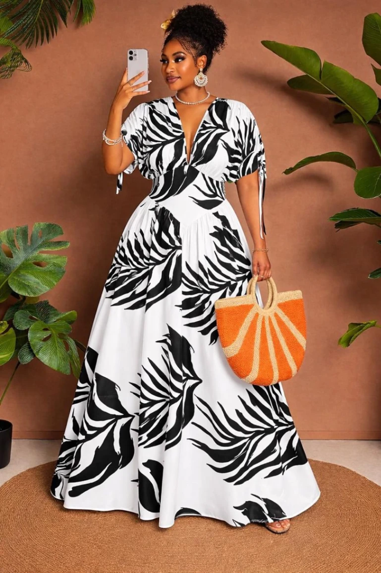 Tropical Print Maxi Dress