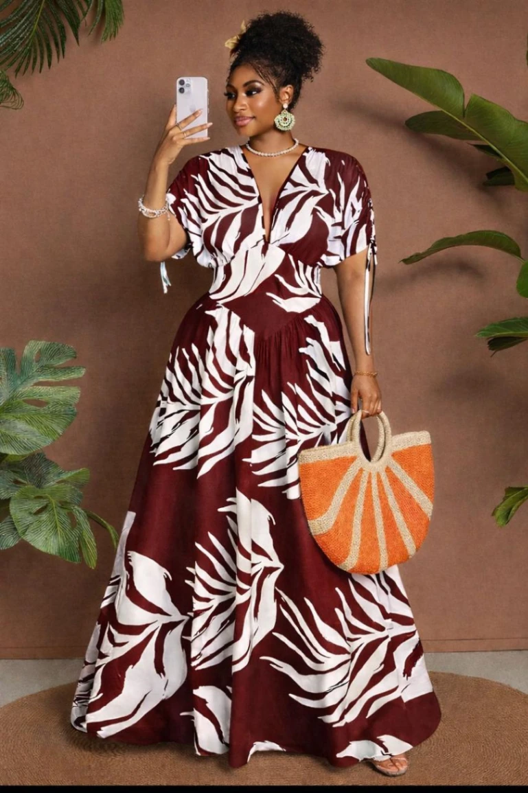 Tropical Print Maxi Dress