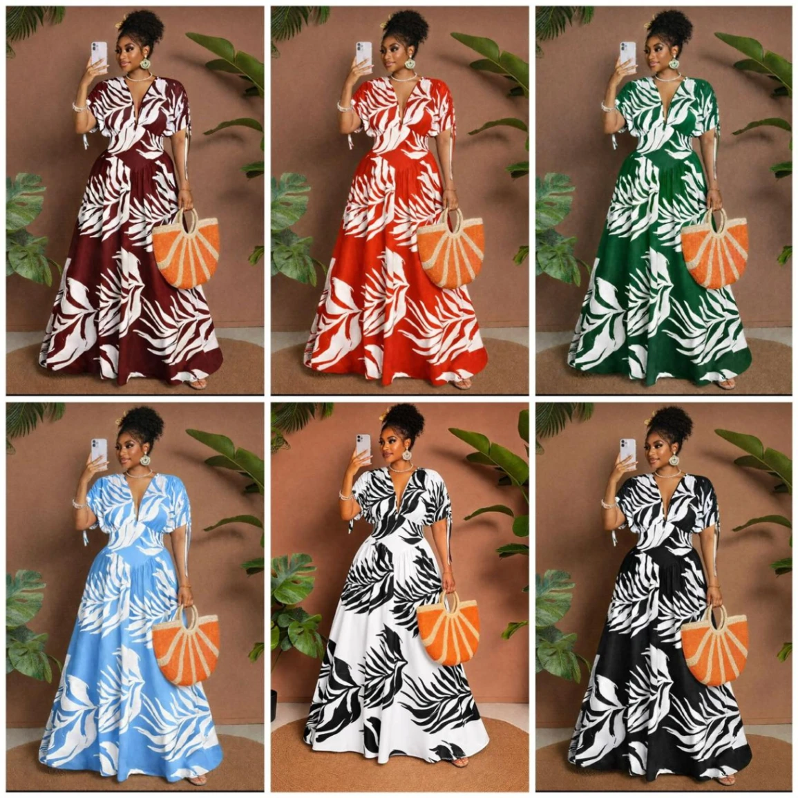 Tropical Print Maxi Dress