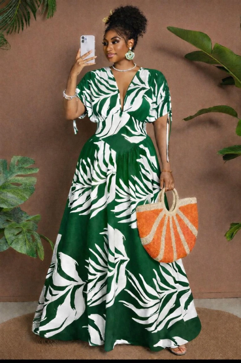 Tropical Print Maxi Dress
